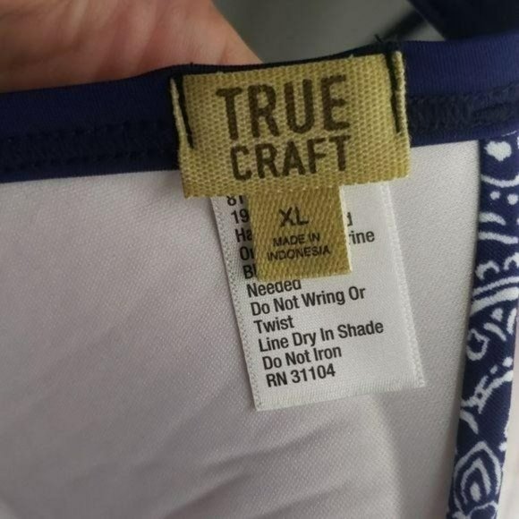 True Craft Women's Criss Cross Aztec Blue Bikini Swim Bathing Suit Top XL - Picture 7 of 8